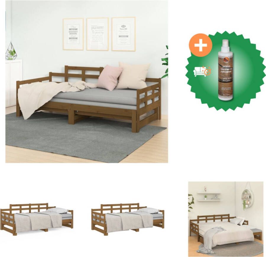 VidaXL Houten Slaapbank Massief Grenenhout Multifunctioneel Ontwerp Ruimtebesparend Honingbruin 193.5 x 181 x 76 cm Bed Inclusief Houtreiniger en verfrisser