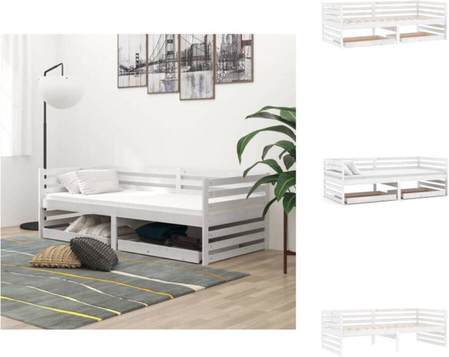 vidaXL Houten Slaapbank Wit 203 x 98 x 68 cm Massief grenenhout Bed