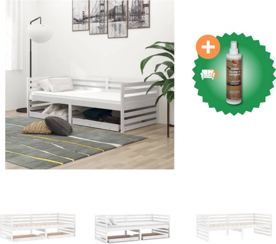 VidaXL Houten Slaapbank Wit 203 x 98 x 68 cm Massief grenenhout Bed Inclusief Houtreiniger en verfrisser