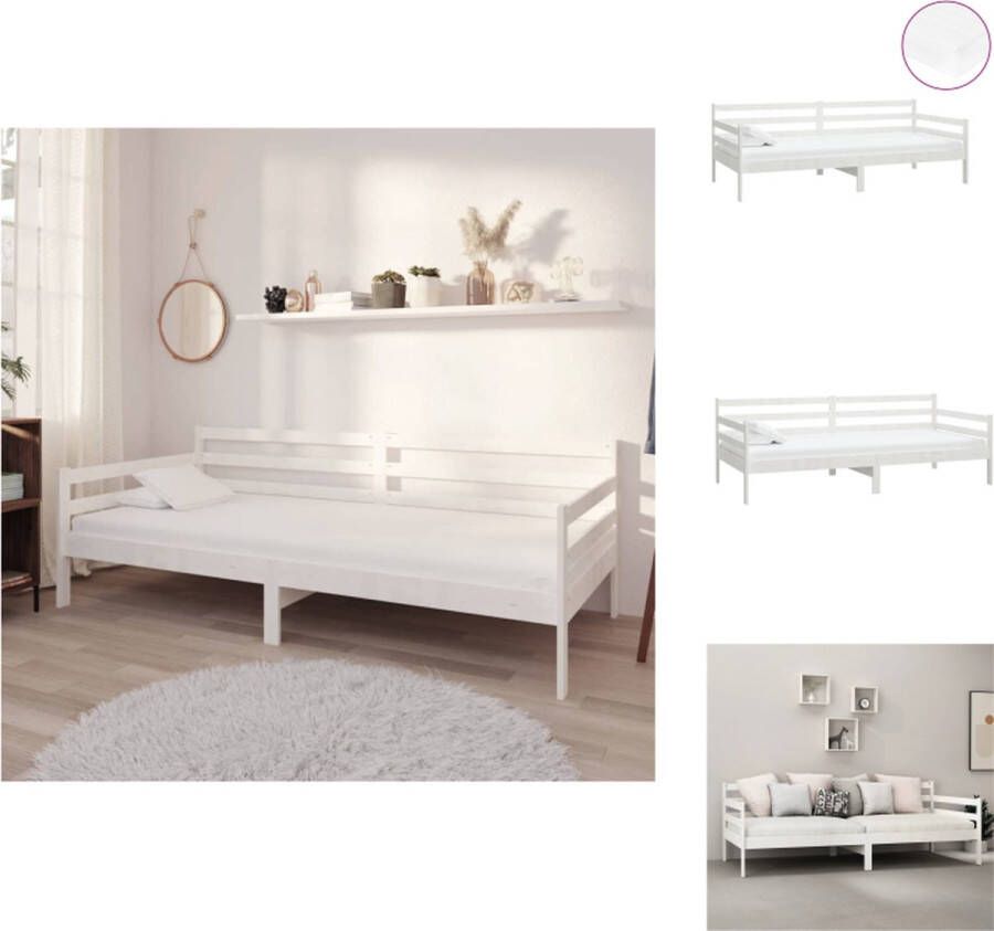 VidaXL Bedbank Bedbanken Bed Bank Bed Banken Slaapbank met matras massief grenenhout wit 90x200 cm - Foto 2