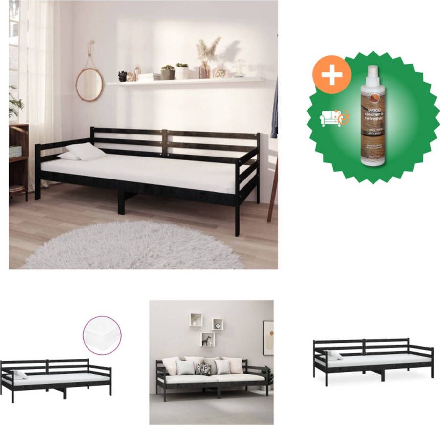 VidaXL Houten Slaapbank Zwart 204 x 98 x 70 cm Massief grenenhout Bed Inclusief Houtreiniger en verfrisser