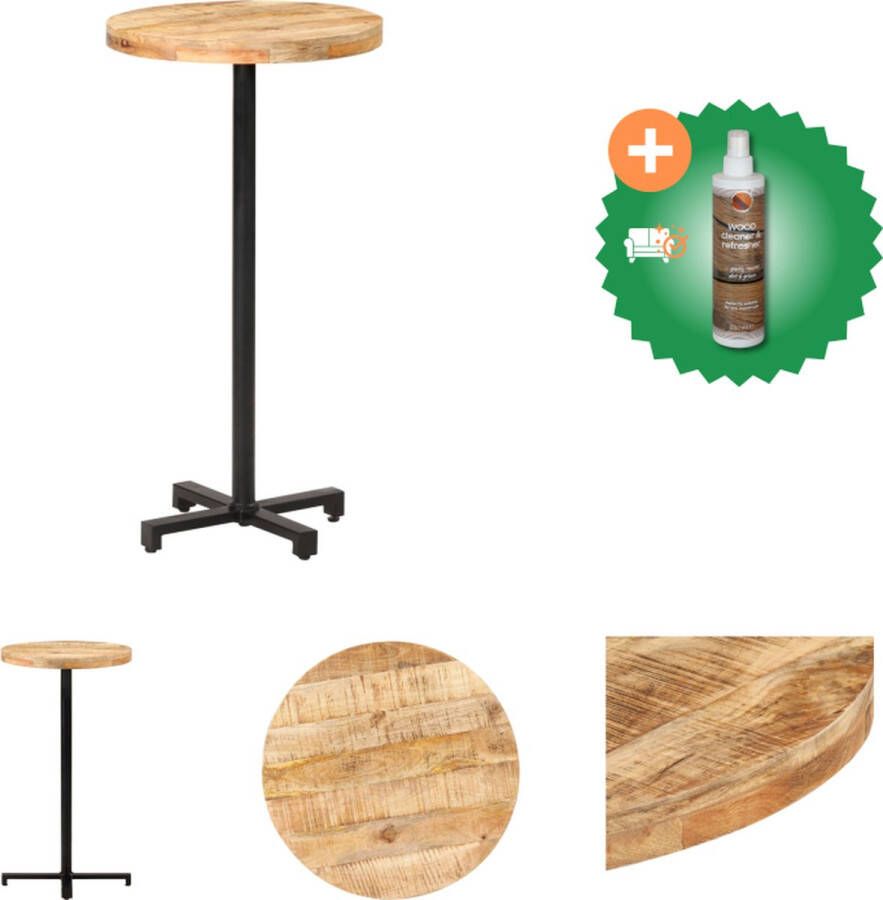 VidaXL Houten tafel Eettafel en bijzettafel 60 x 110 cm (ø x H) Ruw mangohout met natuurlijke afwerking Tafel Inclusief Houtreiniger en verfrisser