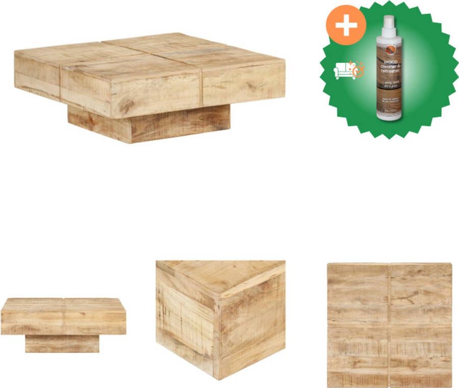 VidaXL Houten Tafel Woonkamer 80 x 80 x 28 cm Massief Mangohout Tafel Inclusief Houtreiniger en verfrisser