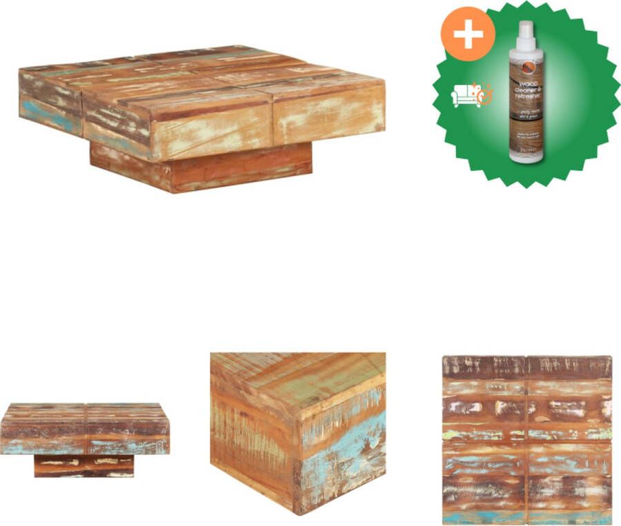 VidaXL Houten Tafel Woonkamer meubel 80 x 80 x 28 cm Gerecycled hout Tafel Inclusief Houtreiniger en verfrisser