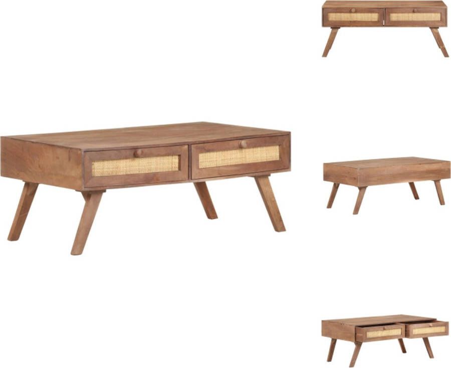 VidaXL Houten Tafel Woonkamertafel Massief Mangohout 100x60x40 cm Lichtkleurige afwerking Tafel - Foto 2