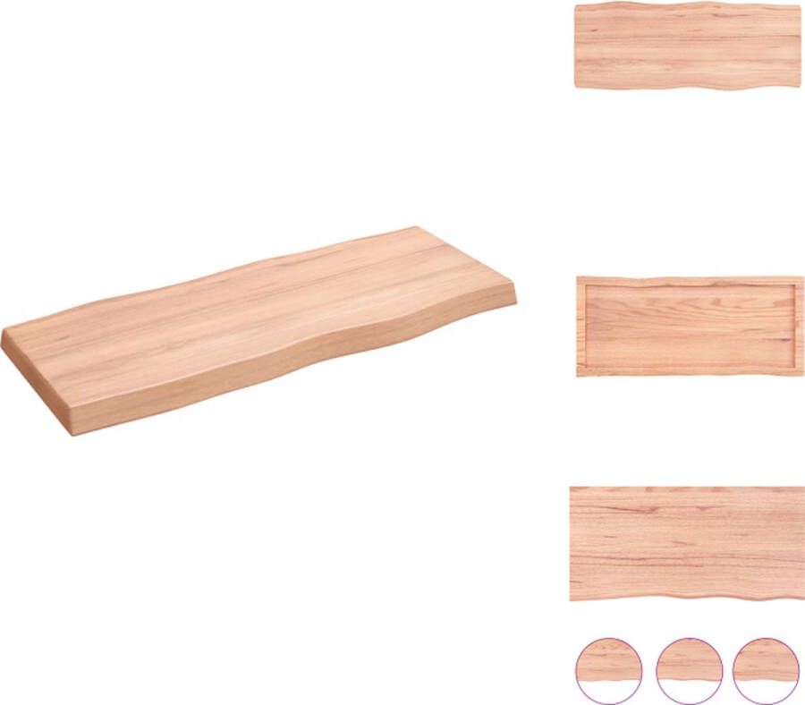 VidaXL Tafelblad Tafelbladen Plank Houten Tafelblad natuurlijke rand 100x40x(2-6) cm eikenhout lichtbruin - Foto 2
