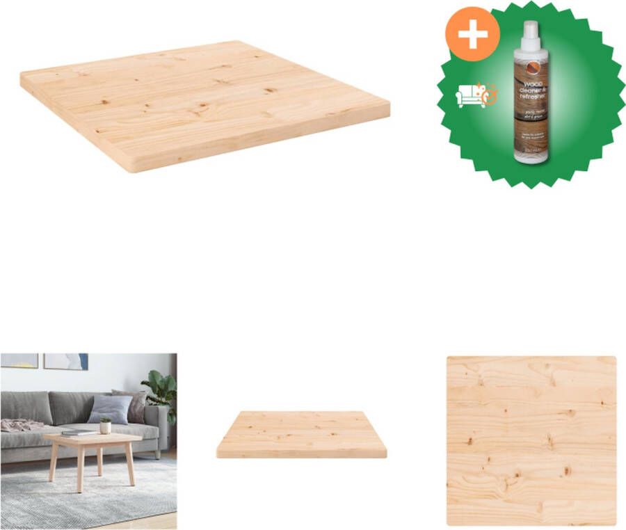 VidaXL Houten Tafelblad 60x60x2.5 cm Massief Grenenhout Tafelonderdeel Inclusief Houtreiniger en verfrisser