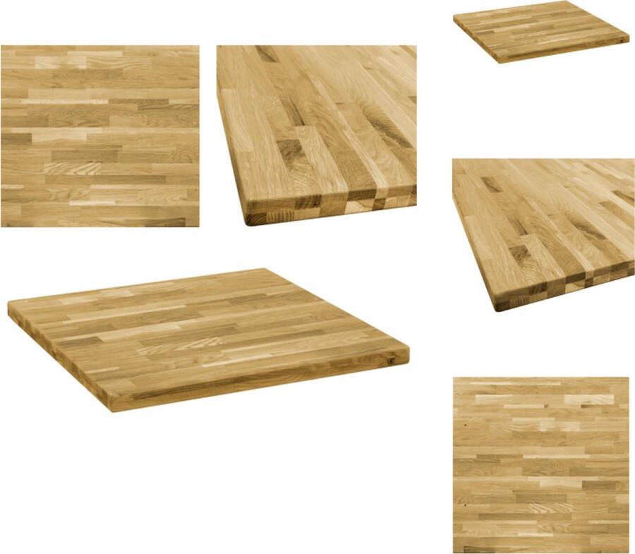 VidaXL Tafelblad Tafelbladen Vervangende Tafelblad Vervangende Tafelbladen Tafelblad vierkant 44 mm 80x80 cm massief eikenhout - Foto 2
