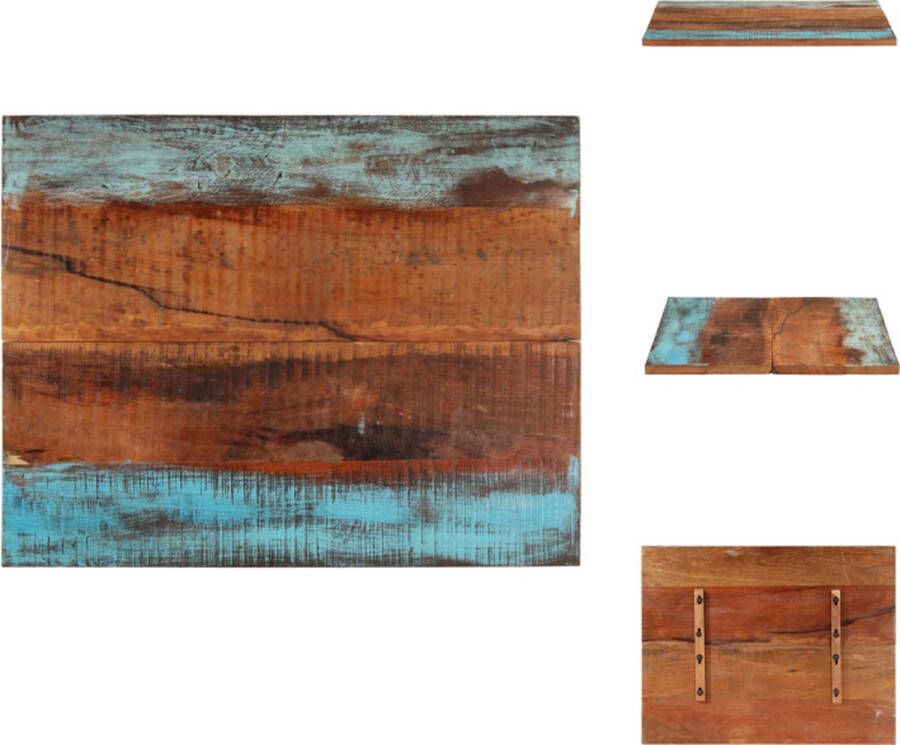 VidaXL Tafelblad Tafelbladen Vervangende Tafelblad Vervangende Tafelbladen Tafelblad rechthoekig 25-27 mm 70x90 cm massief gerecycled hout - Foto 2