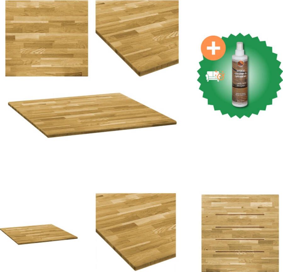 VidaXL Houten tafelblad Eiken 80 x 80 cm Geschuurd en gelakt Tafelonderdeel Inclusief Houtreiniger en verfrisser