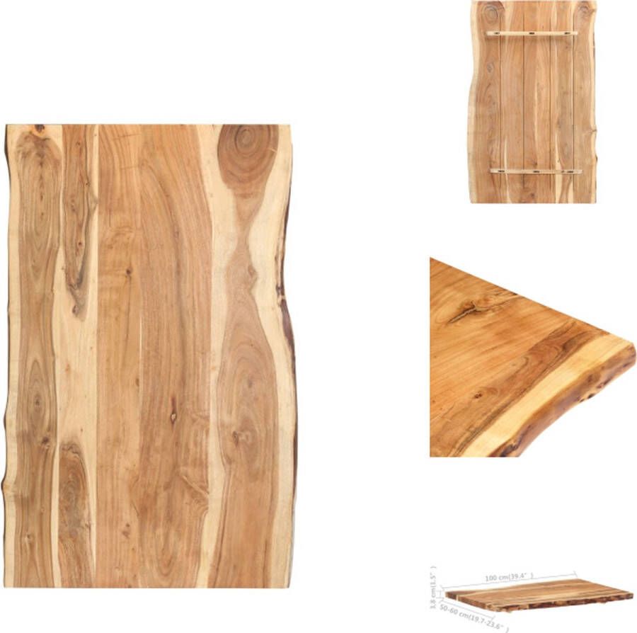 VidaXL Houten Tafelblad Massief Acaciahout 100 x (50-60) cm Natuurlijke Rand Tafelonderdeel