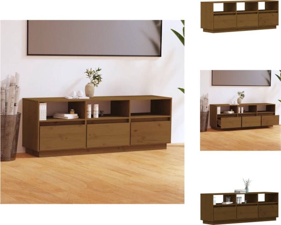 VidaXL Tv-meubel Tv-meubelen Opbergkast Televisiekast Tv-meubel 140x37x50 cm massief grenenhout honingbruin - Foto 2