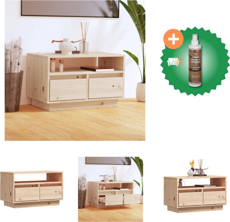 VidaXL Houten Televisiemeubel Grenenhout 60 x 35 x 37 cm Zweefpoten Kast Inclusief Houtreiniger en verfrisser