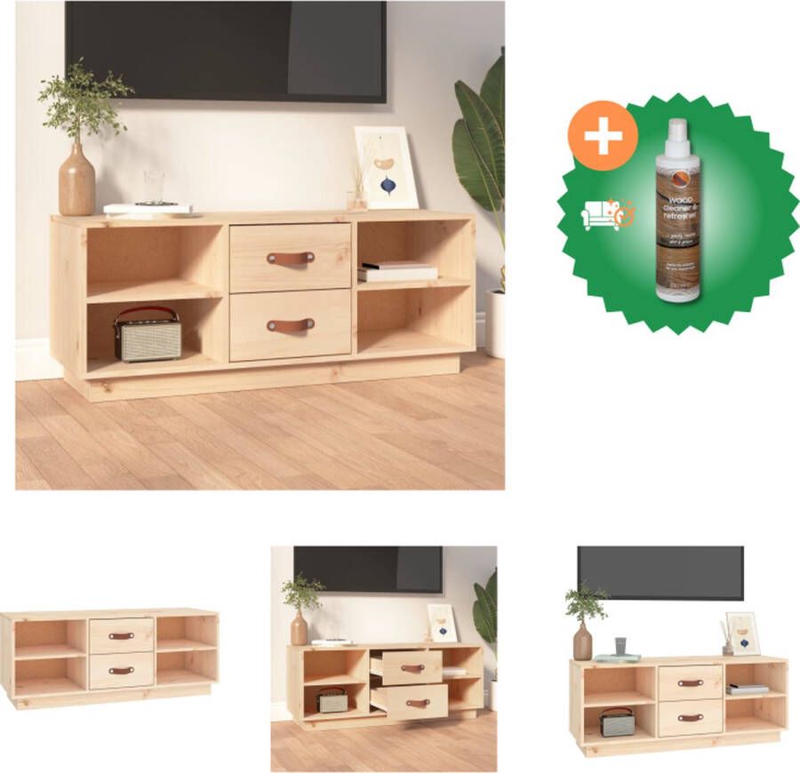 VidaXL Houten televisiemeubel Massief grenenhout TV-kast 100x34x40 cm Kast Inclusief Houtreiniger en verfrisser