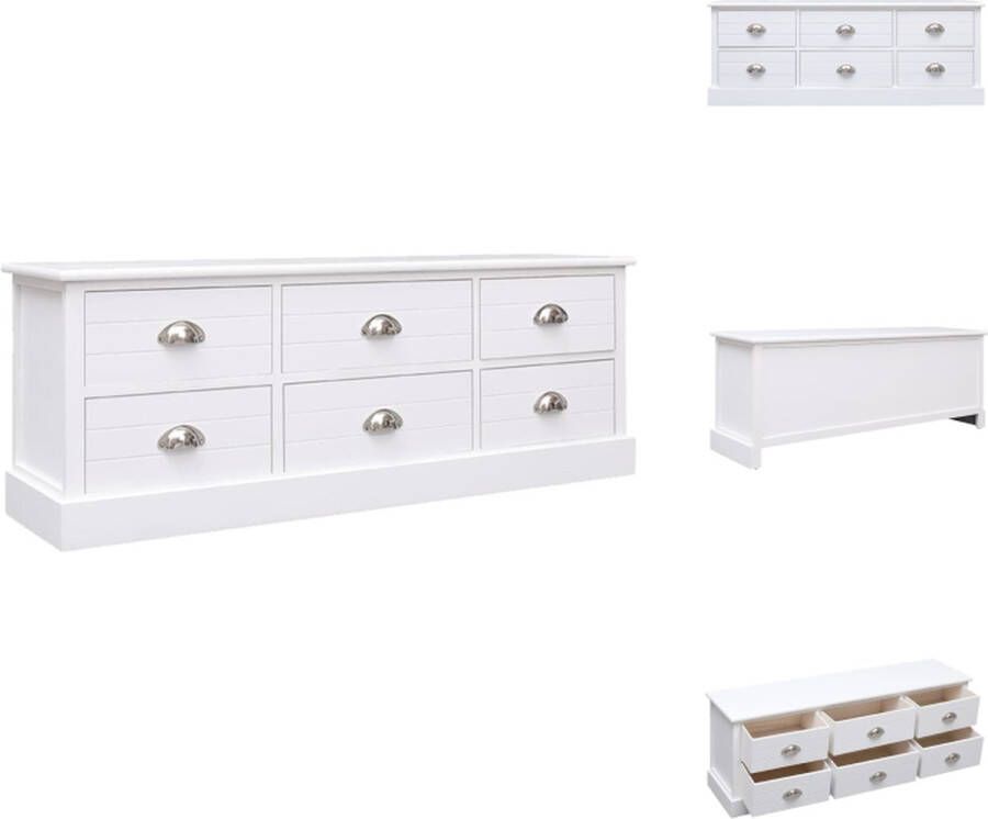 VidaXL Tv-meubel Tv-meubelen Tv-kast Televisiemeubel Tv-meubel 108x30x40 cm massief paulowniahout wit