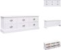 VidaXL Houten Televisiemeubel Massief Paulowniahout TV-kast met 6 lades Wit 108 x 30 x 40 cm Kast - Thumbnail 2