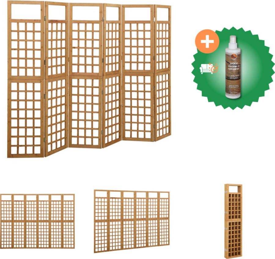 VidaXL Kamerscherm trellis met 6 panelen 242-5x180 cm vurenhout Kamerscherm Inclusief Houtreiniger en verfrisser