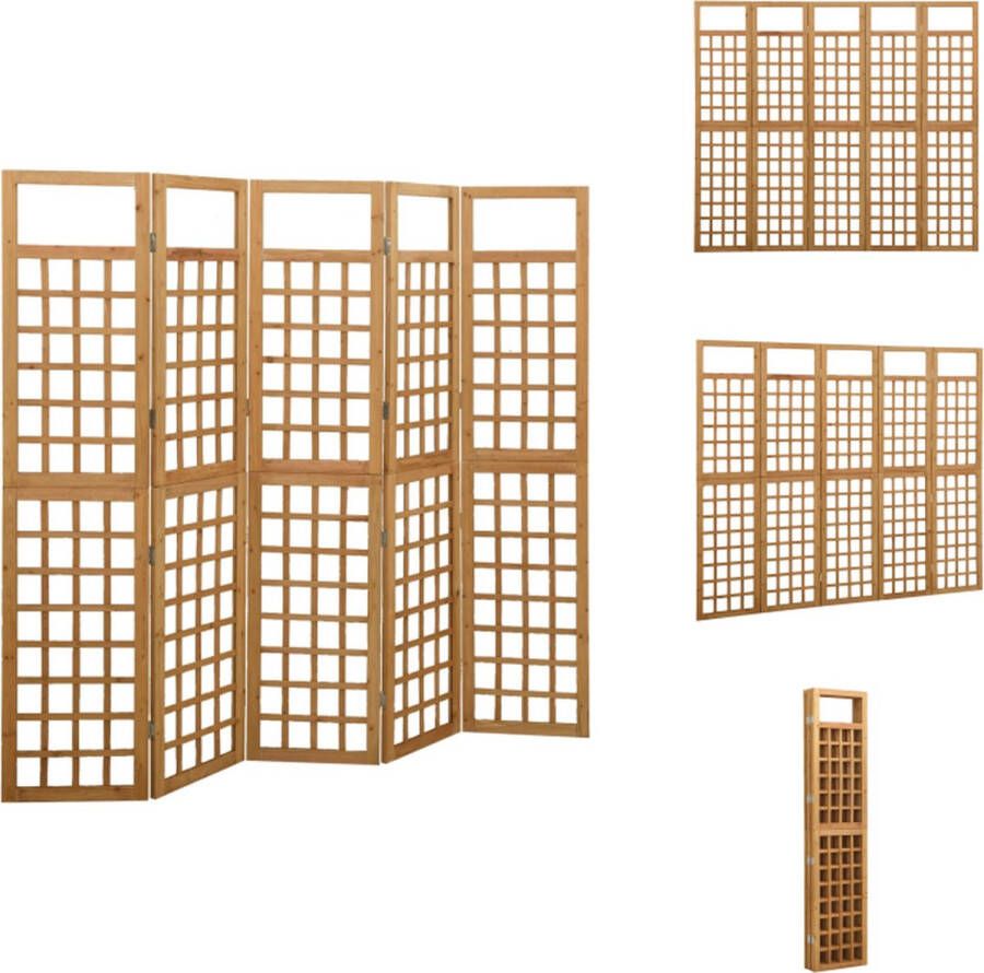 VidaXL Kamerscherm Kamerschermen Kamer Scherm Kamer Schermen Kamerscherm trellis met 5 panelen 201-5x180 cm vurenhout - Foto 2