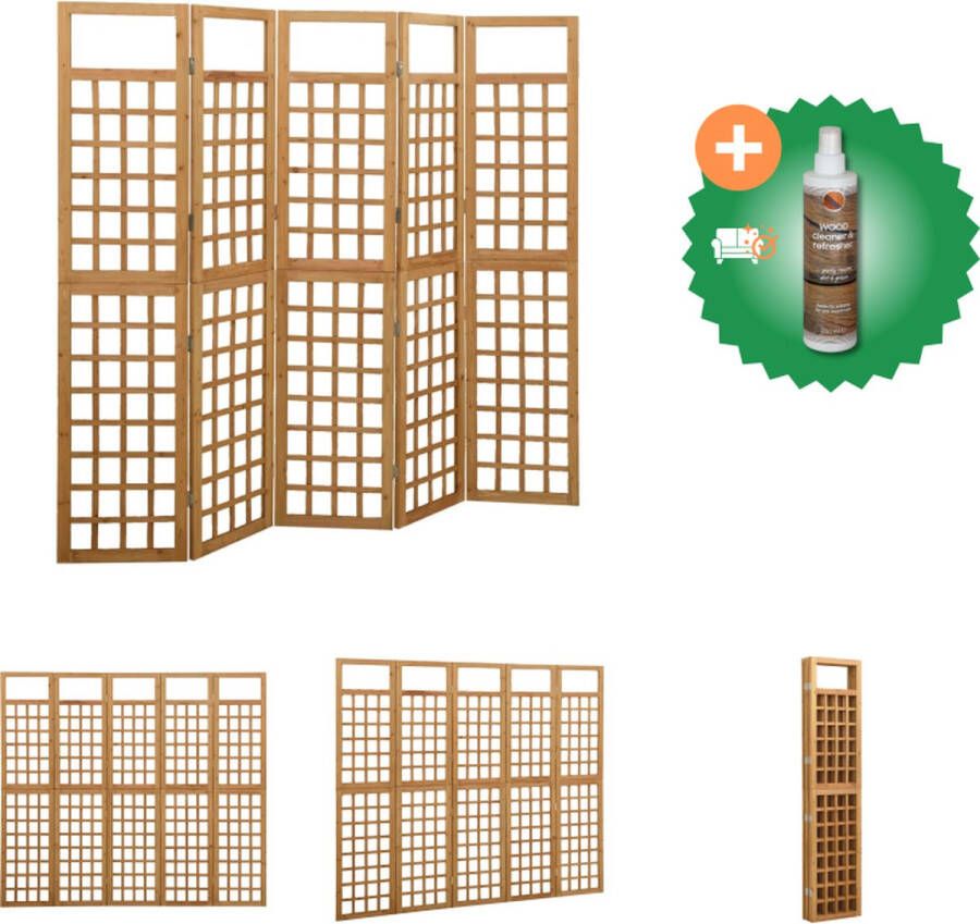 VidaXL Houten Trellis Plantondersteuning 201.5 x 180 cm Massief vurenhout Kamerscherm Inclusief Houtreiniger en verfrisser