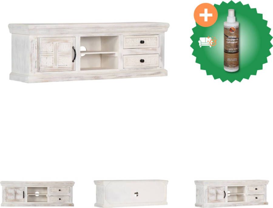 VidaXL Houten TV-kast 120 x 30 x 40 cm massief mangohout Kast Inclusief Houtreiniger en verfrisser