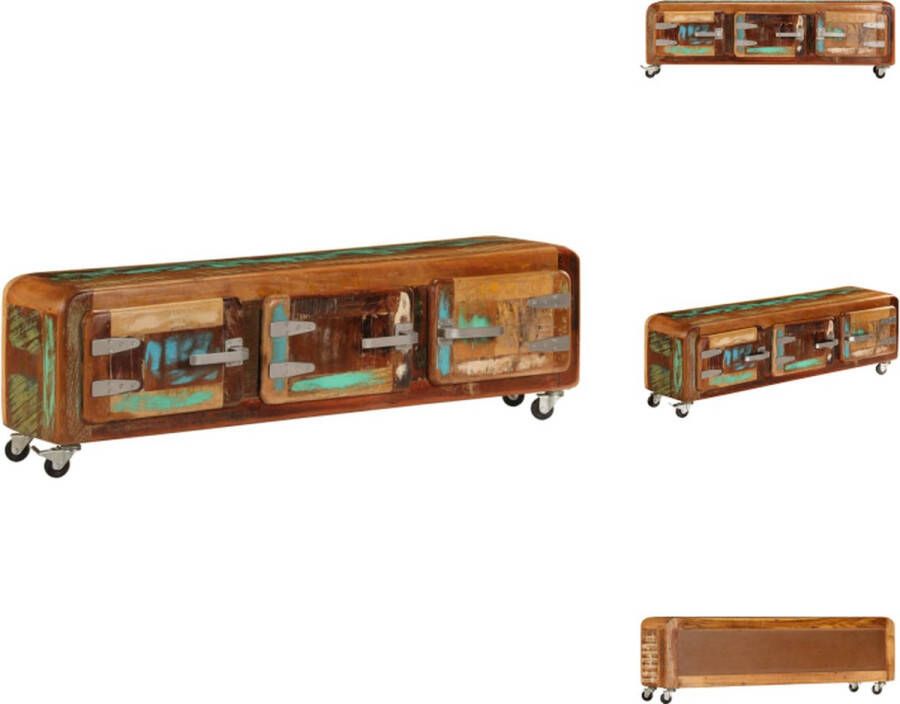 VidaXL Houten TV-kast Antieke stijl 120 x 30 x 37 cm Massief gerecycled hout Kast