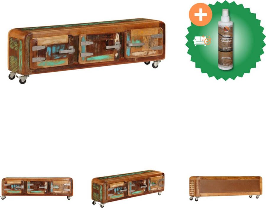 VidaXL Houten TV-kast Antieke stijl 120 x 30 x 37 cm Massief gerecycled hout Kast Inclusief Houtreiniger en verfrisser
