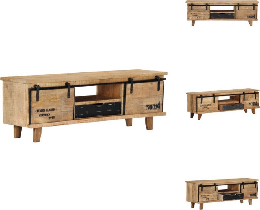 VidaXL Tv-meubel Tv-meubelen Tv-kast Tv-standaard Tv-meubel 120x30x40 cm massief mangohout - Foto 2