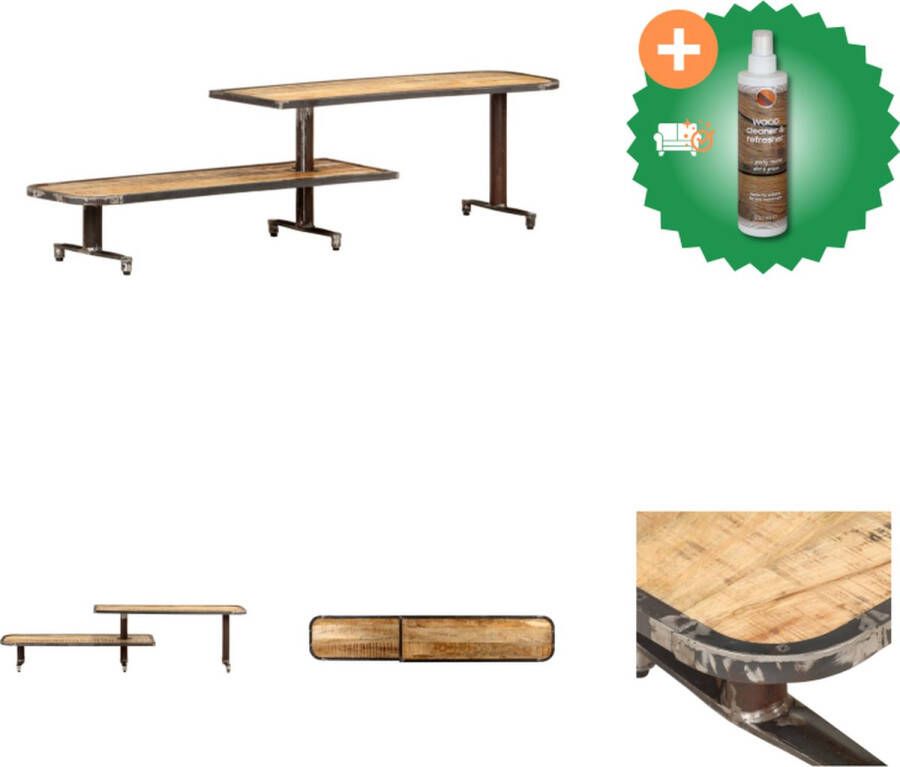 VidaXL TV-kast Trendy Meubels van massief mangohout 160x30x40 cm Metalen frame Kast Inclusief Houtreiniger en verfrisser