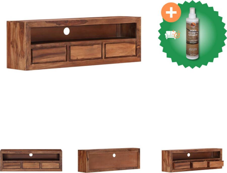 VidaXL Houten TV-kast Sheeshamhout 120x30x40 cm Met 3 lades en 1 vak Kast Inclusief Houtreiniger en verfrisser