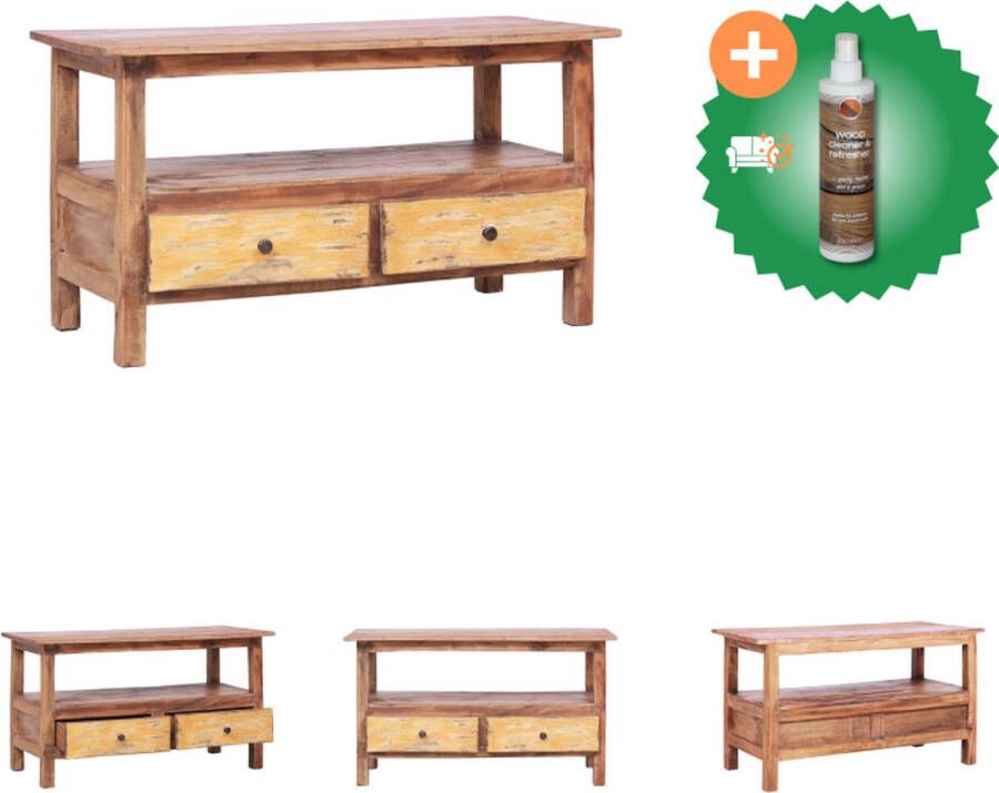 VidaXL Houten TV-kast Vintage stijl 90 x 40 x 50 cm Massief gerecycled hout Kast Inclusief Houtreiniger en verfrisser