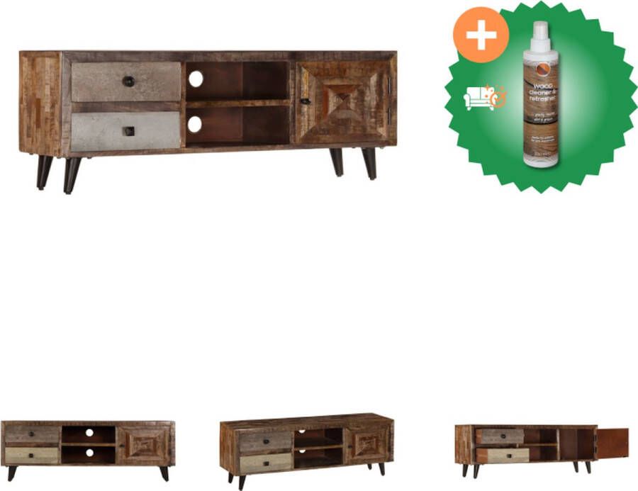 VidaXL Houten TV-meubel 118 x 30 x 40 cm Massief mangohout Kast Inclusief Houtreiniger en verfrisser