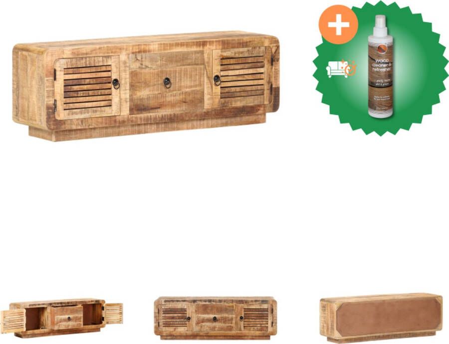 VidaXL TV-meubel Mangohout 120 x 30 x 40cm Gesneden bloemontwerp Kast Inclusief Houtreiniger en verfrisser - Foto 3