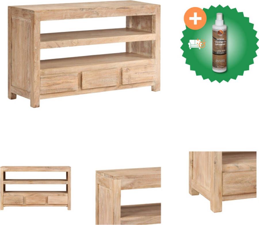 VidaXL Houten TV-meubel Acaciahout 90 x 30 x 55 cm Lichtbruin Kast Inclusief Houtreiniger en verfrisser