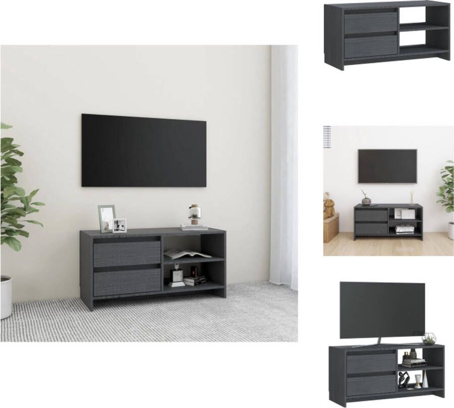 VidaXL Tv-meubel Tv-meubels Tv-kast Tv-kasten Tv-meubel 80x31x39 cm massief grenenhout grijs - Foto 2