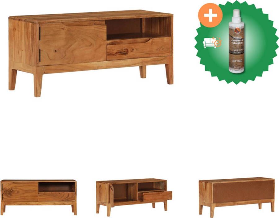 VidaXL Houten TV-meubel Massief Acaciahout 88 x 30 x 40 cm Gepolijst Geverfd en Gelakt Kast Inclusief Houtreiniger en verfrisser