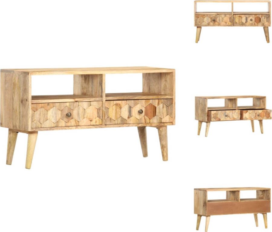 VidaXL Tv-kast Tv-kasten Televisiekast Televisiekasten Tv-meubel 90x30x50 cm massief mangohout - Foto 2