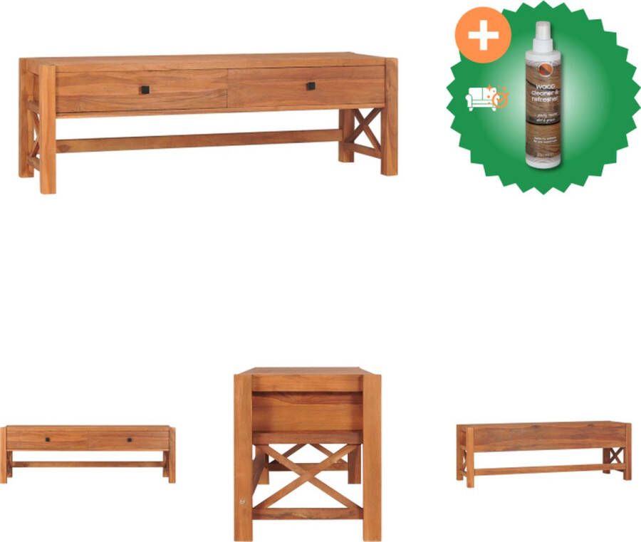VidaXL Houten TV-meubel Teakhout 120 x 40 x 45 cm Rustiek design Kast Inclusief Houtreiniger en verfrisser