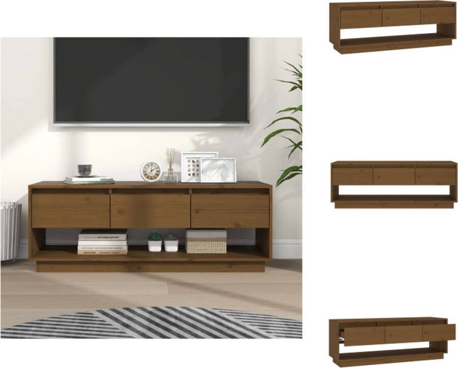 VidaXL Tv-kast Tv-kasten Tv-meubel Hifi-meubel Tv-meubel 110 5x34x40 cm massief grenenhout honingbruin