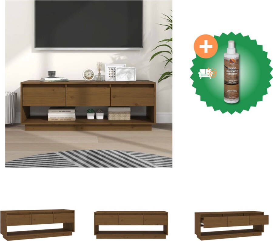VidaXL Houten Tv-meubel Zwevend Honingbruin 110.5 x 34 x 40 cm Massief grenenhout Kast Inclusief Houtreiniger en verfrisser