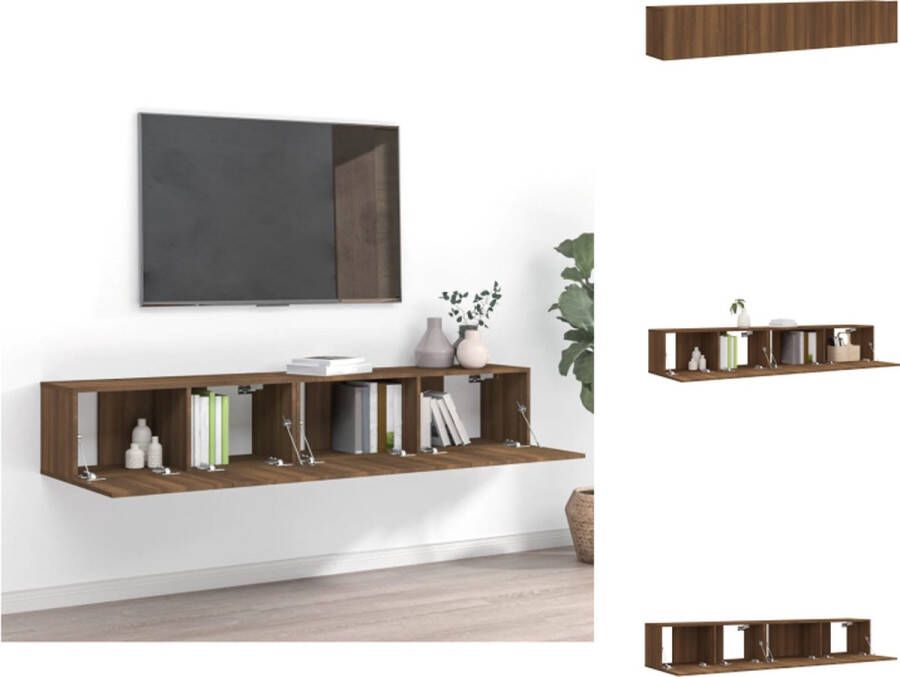 vidaXL Houten TV-meubelset Hangende tv-kasten Modern Gerookt eiken 100x30x30cm 80x30x30cm Kast