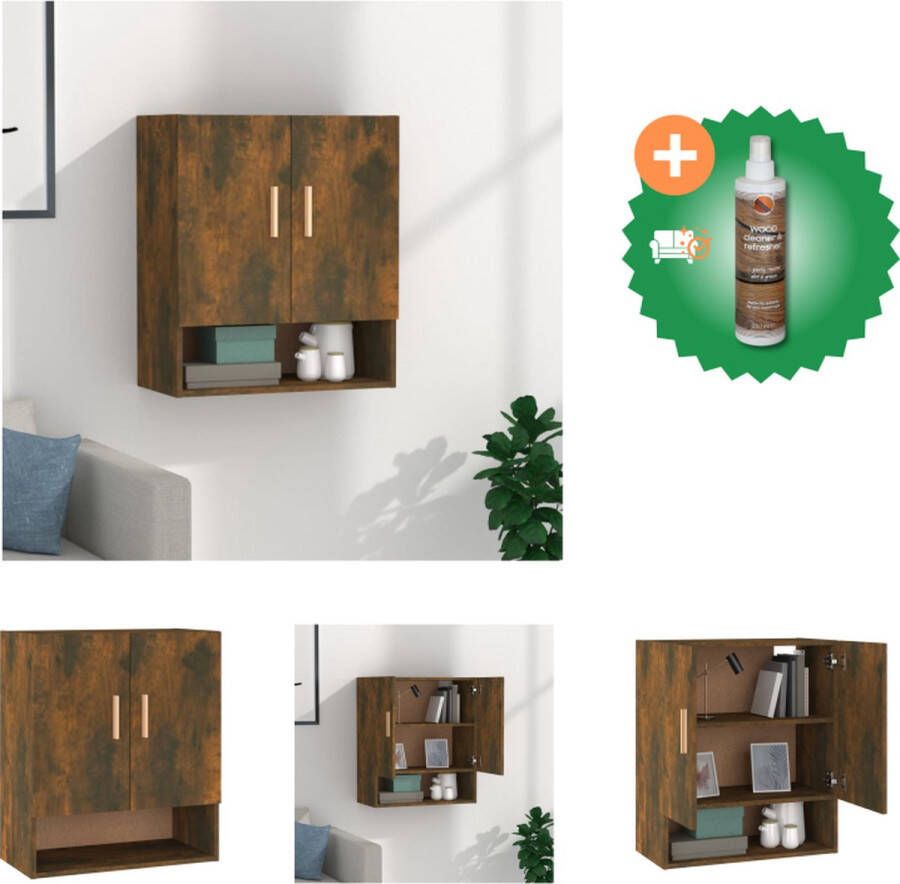 VidaXL Wandkast 60x31x70 cm bewerkt hout gerookt eikenkleurig Kast Inclusief Houtreiniger en verfrisser