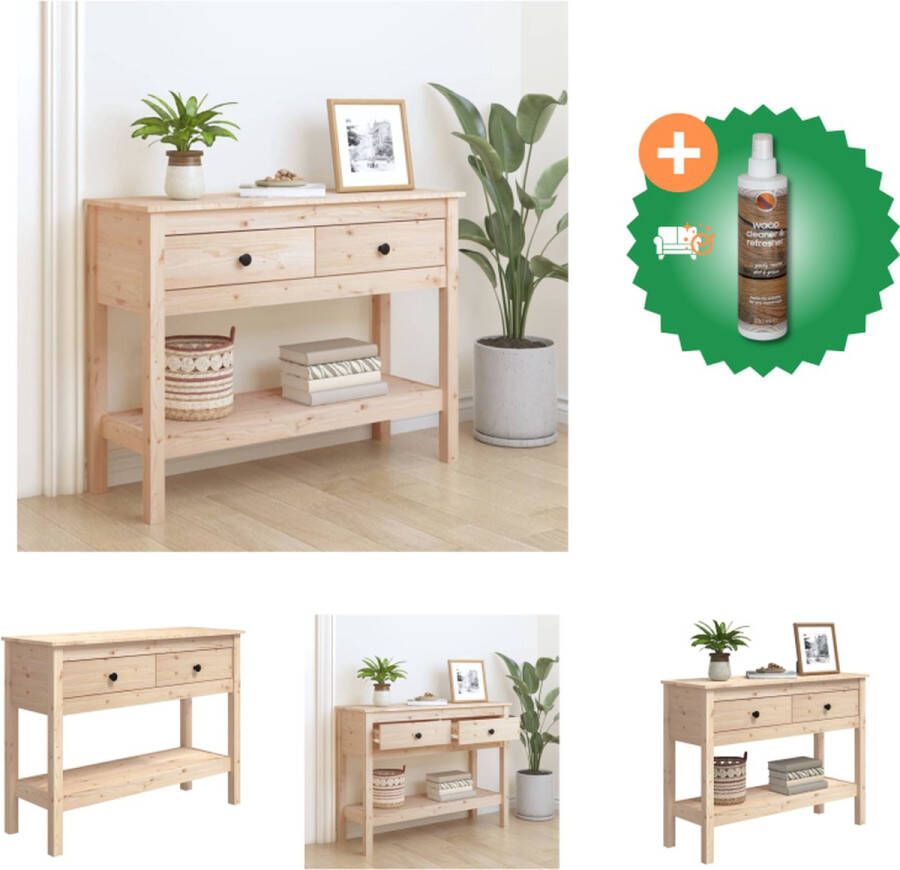 VidaXL Houten Wandtafel Massief grenenhout 100 x 35 x 75 cm Stabiel frame Tafel Inclusief Houtreiniger en verfrisser