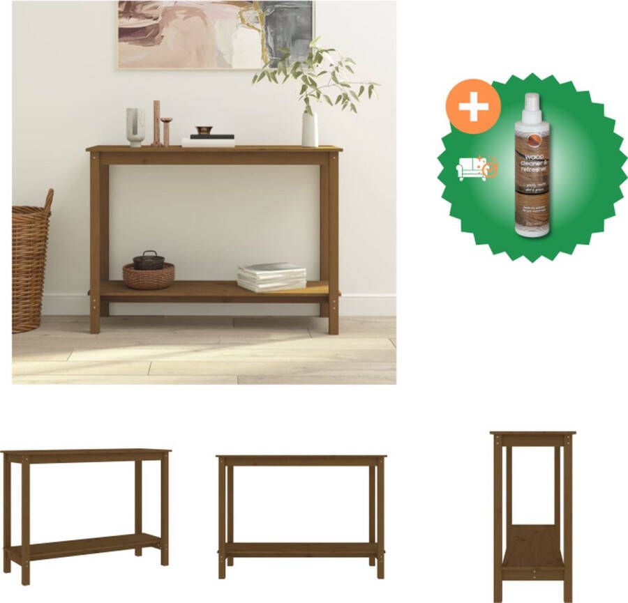 VidaXL Houten Wandtafel Massief grenenhout 110 x 40 x 80 cm Honingbruin Tafel Inclusief Houtreiniger en verfrisser