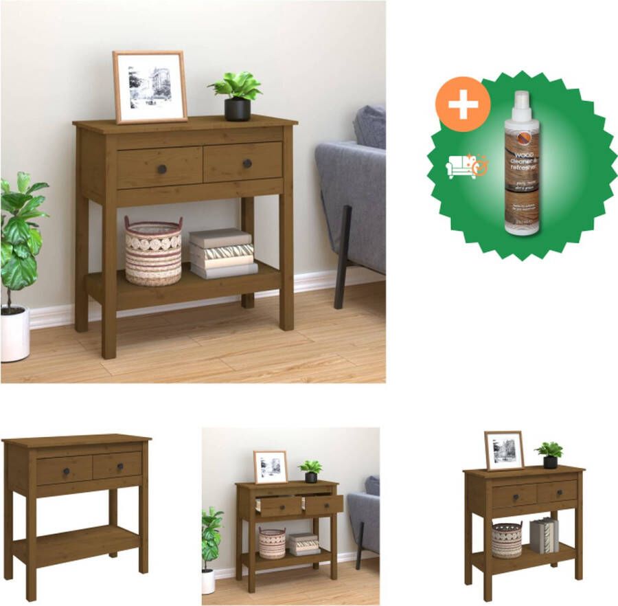 VidaXL Houten wandtafel Massief grenenhout 75x35x75cm Klassieke en praktische inrichting Tafel Inclusief Houtreiniger en verfrisser