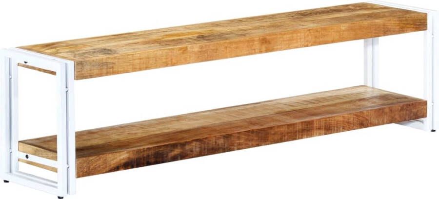 VidaXL Industrieel Geïnspireerde Houten TV-Meubel Massief Mangohout Gepoedercoat IJzer 150x30x40 cm Handgemaakt met Extra Plank