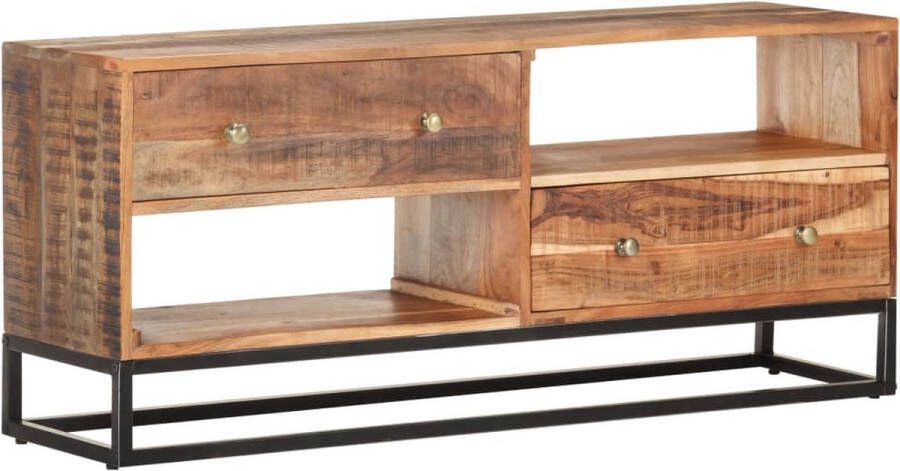 VidaXL Industrieel Houten TV-Meubel van Ruw Acaciahout Unieke Stijlvolle Stereokast Opbergkast met Lades en Planken 120 x 30 x 50 cm