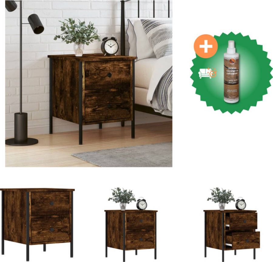 VidaXL Nachtkastje Trendy Meubelen Afmetingen- 40x42x50 cm Kleur- Gerookt eiken Kast Inclusief Houtreiniger en verfrisser