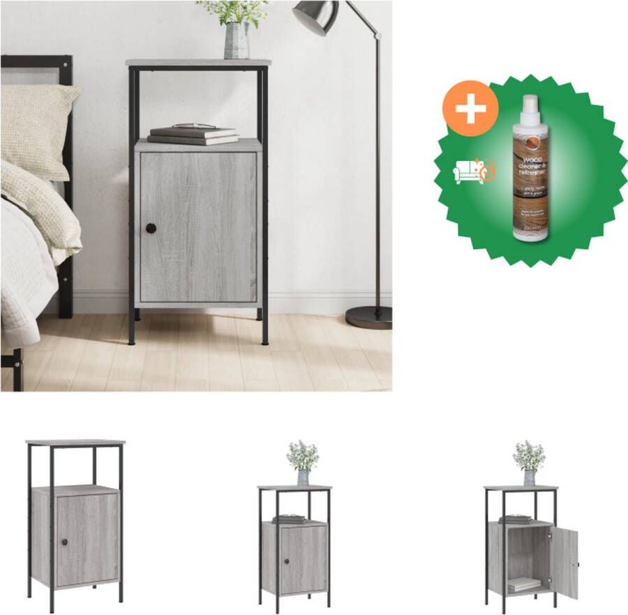 VidaXL Industrieel Nachtkastje Grijs Sonoma Eiken 41 x 31 x 80 cm Duurzaam materiaal Kast Inclusief Houtreiniger en verfrisser