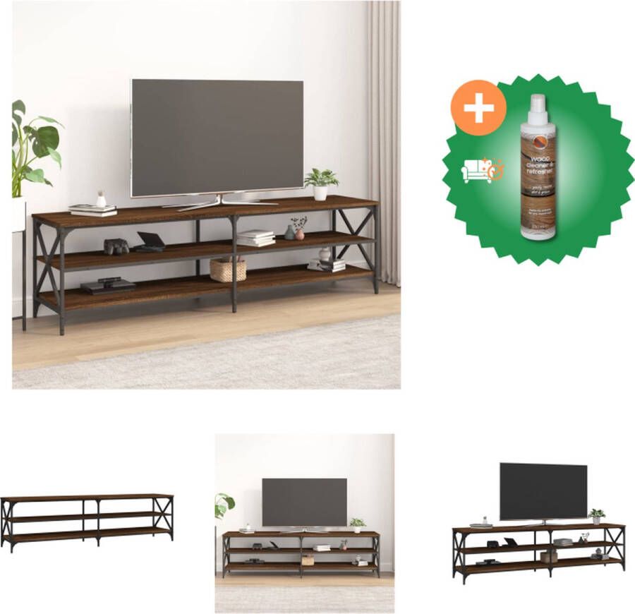 VidaXL Industrieel Televisiemeubel 180 x 40 x 50 cm Bruineiken Kast Inclusief Houtreiniger en verfrisser