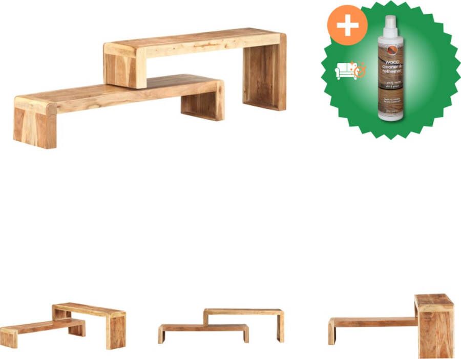 VidaXL Industrieel Televisiemeubel Massief Acaciahout 120x30x23cm Montage vereist Kast Inclusief Houtreiniger en verfrisser